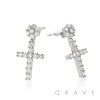 CROSS DESIGN PAIR OF MICROPAVED STAINLESS STEEL PIN EARRING